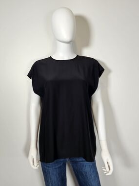 Banana Republic Dolman Black Loose Fit Boxy Silk Blouse Sz M Tall